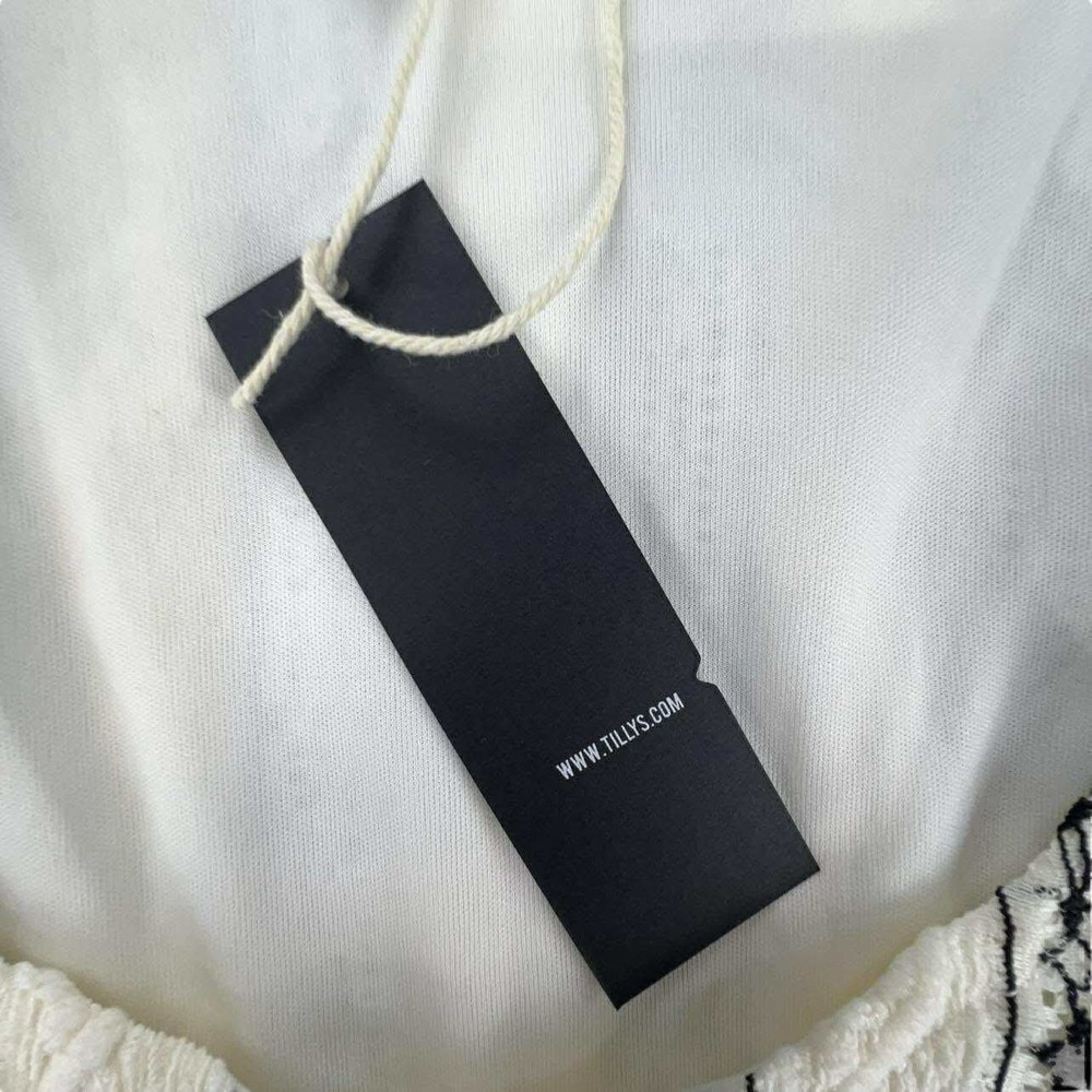 West of Melrose White Black Striped Lace Tie Waist Mini Dress NWT - Picture 6 of 15